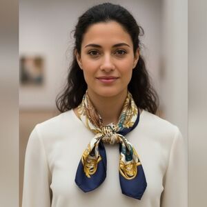 Salvatore Ferragamo 100% Silk Floral Bird Print Frayed Scarf 32"×32"